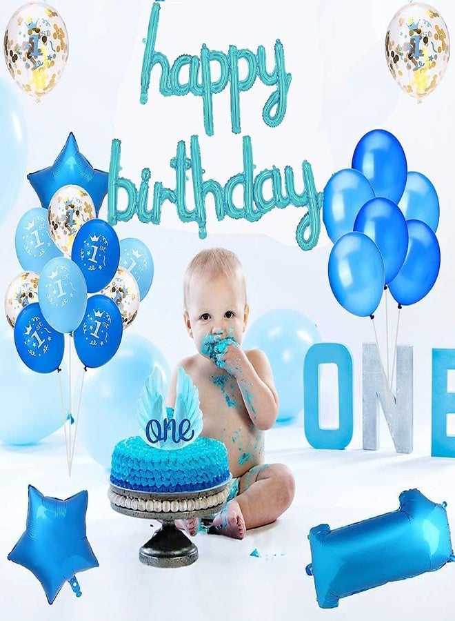 Crackles Happy Birthday Light Blue Foil Balloons in Small Letters Lower Case for Decorations - Image 3